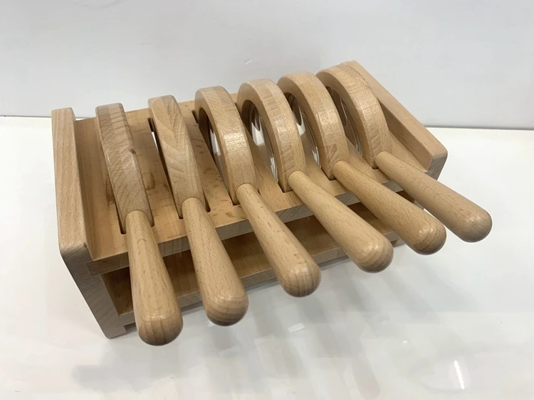 Kids Outdoor Adventure Exploration Toys wooden Magnifying Glass 5x for Toddler Preschool Sensory Tool
