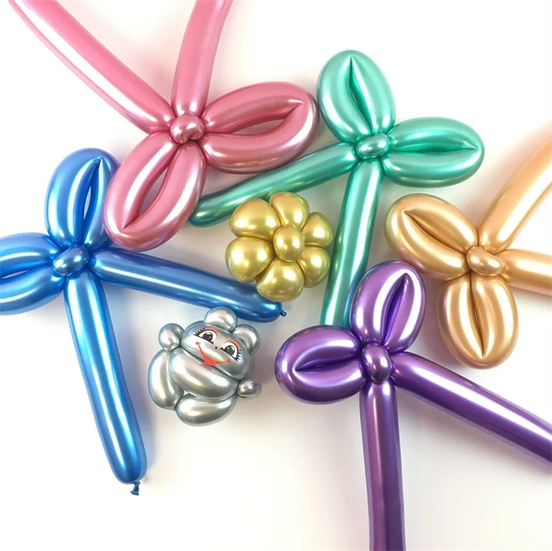 Kids balloons different weight colorful magic Chrome Plated 260 balloon Long Strip Shape Woven Balloons