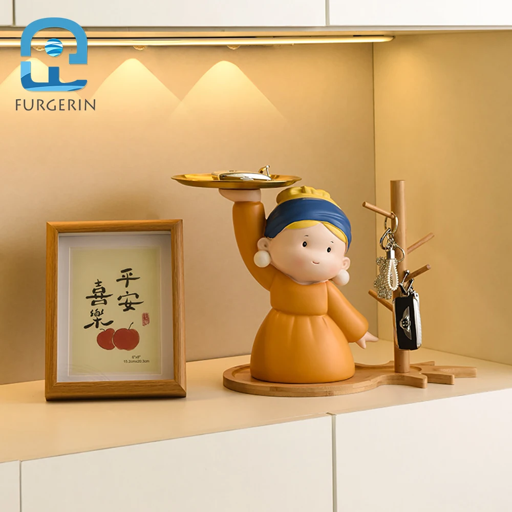 Creative Tray Organizer Ornaments Pearl Girl Home Living Room Decoration Porch Key Nordic Wind Light Luxury High End Handmade