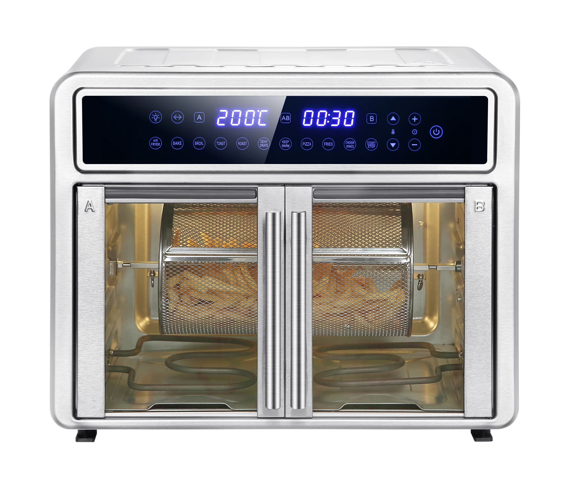 OEM SERVICES 26 QT Extra Large Air Fryer, Convection Toaster Oven with French Doors, Stainless Steel