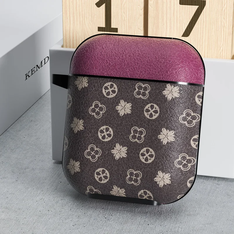 
2021 hottest Airpods Case Luxury Airpads Case for Airpods pro Grid Leather Case 