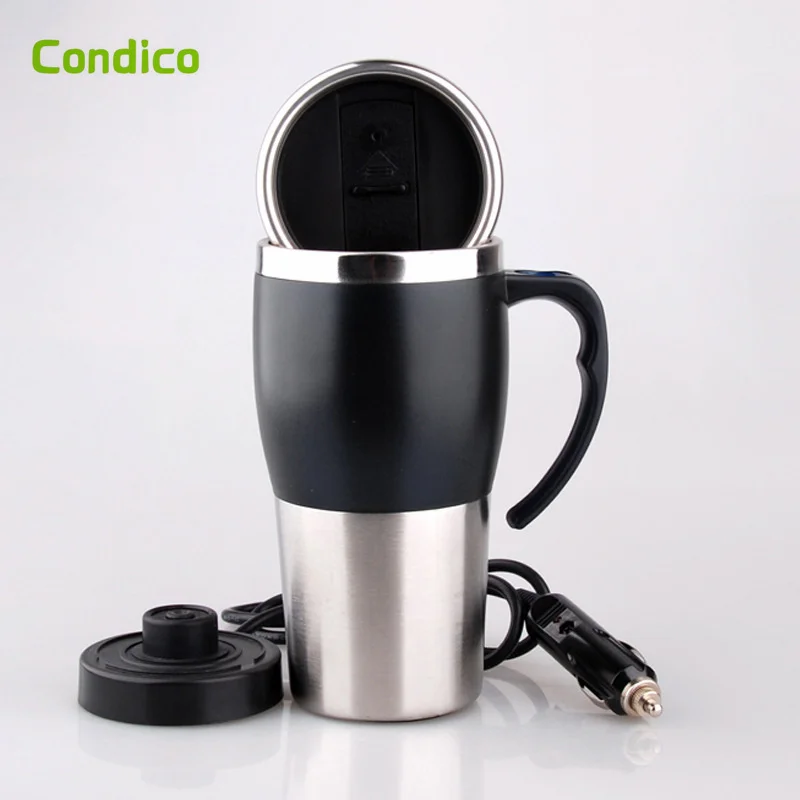 Condico In-vehicle Car Electrical Heating Tumbler Cup 12v Cars Stainless Steel Electric  Plug Water Cup
