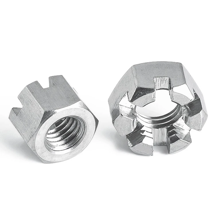 Slotted / Hex Head Nuts Metric Thread Zinc Plated , Hex Castle Nut Coarse Thread DIN 935