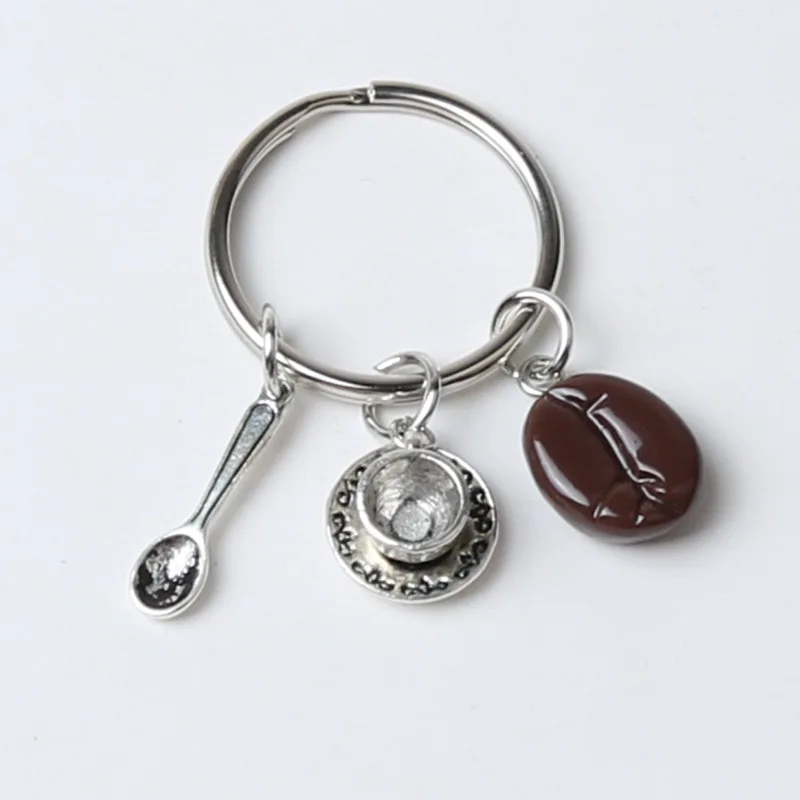 AA00629 new product coffee beans coffee cup bell key creative unique coffee key chain jewelry gift cafe keychain