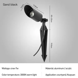 IP65 водонепроницаемая наружная светодиодная садовая литая алюминиевая стойка с шипами для газона