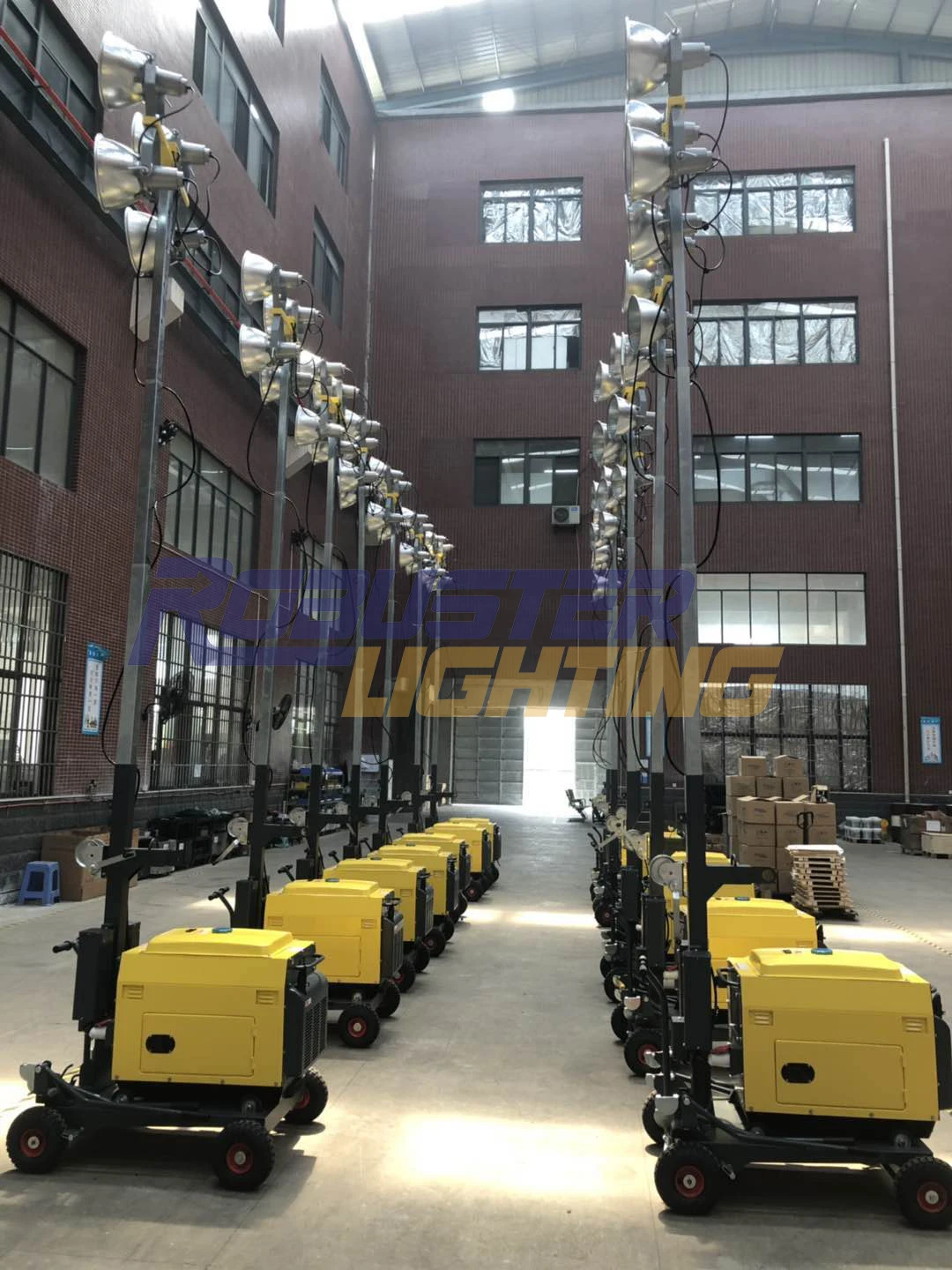 Portable Diesel Generator With Flood Lights Lighting Tower