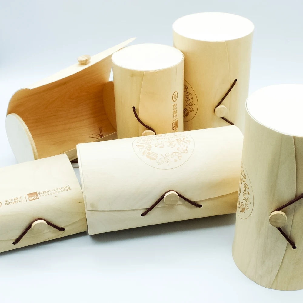Luxury eco-friendly Custom logo bulk disposable wooden round veneer gift/candy/swiss roll/cheese/moon cake slice box wholesale