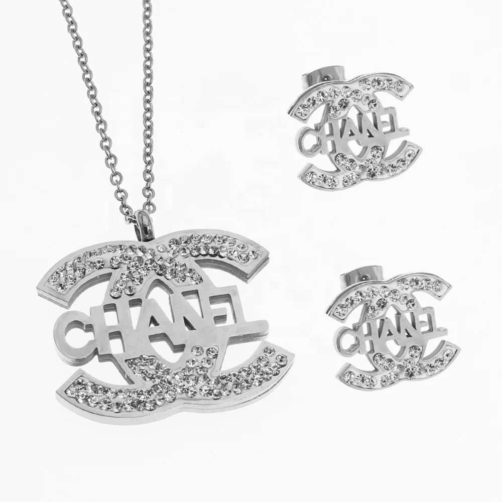 18k Gold Plated Necklace Earrings Famous Brand 316 Stainless SteelJewelry Set For Women Joyas