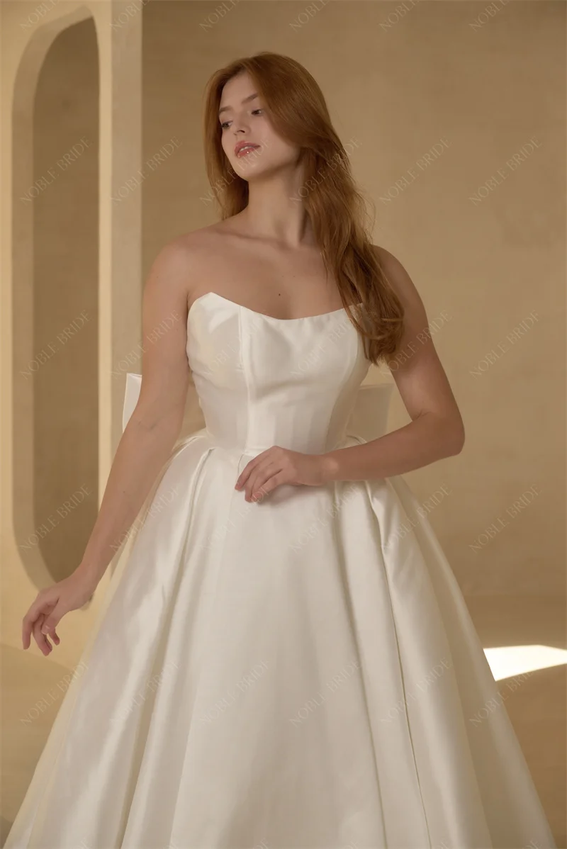 High Quality Manufacturer Custom Made Satin Wedding Dress New Design Bridal Gown For Wedding Day Wear