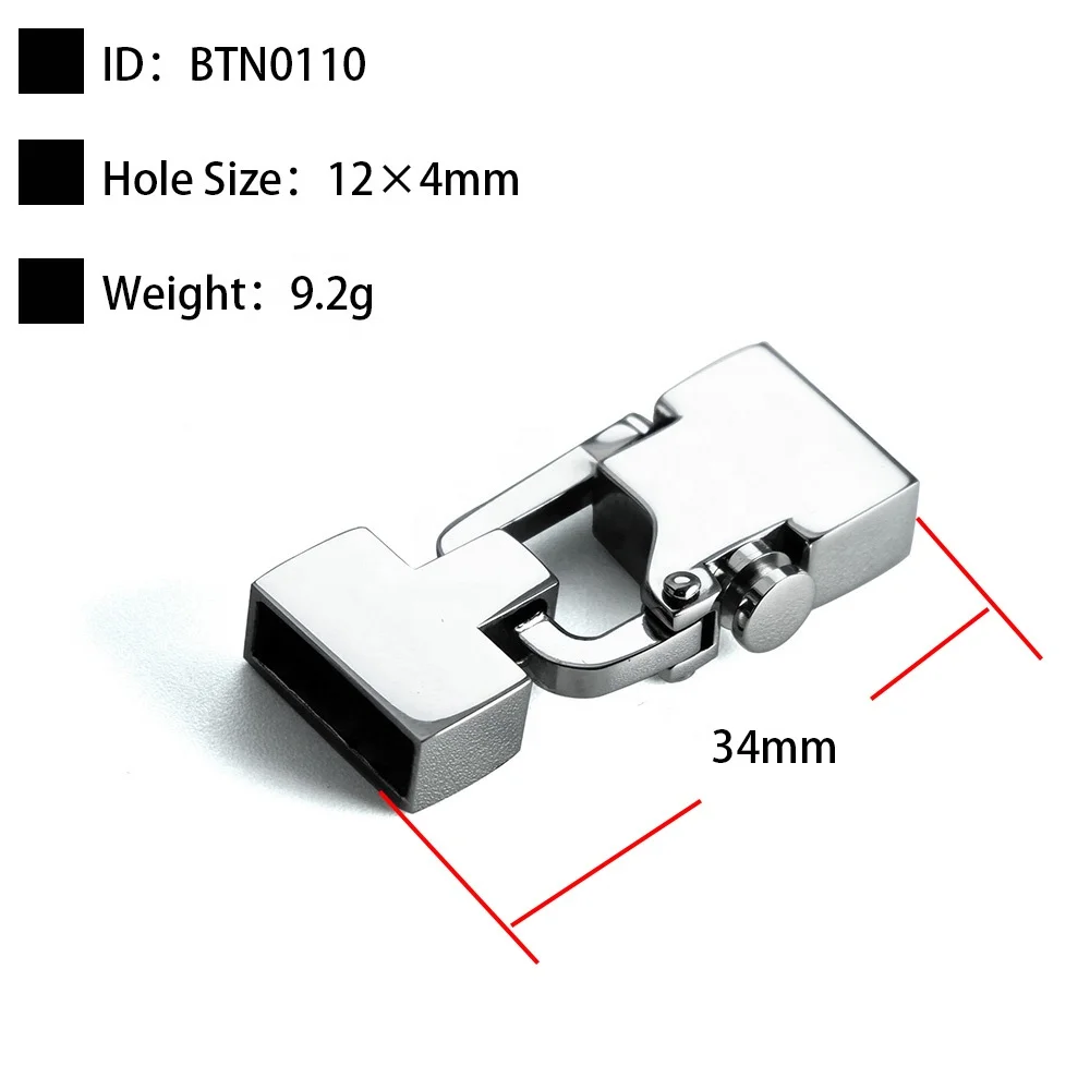 VEROMCA 12*4mm High Quality  Polish Bracelet Clasp For Square Bracelet Stainless Steel Connector Clasp