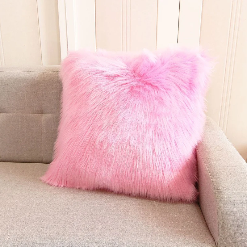 Modern Christmas Throw Pillow Covers Soft Plush Fur Cushion Cover for Home Sofa Decorative