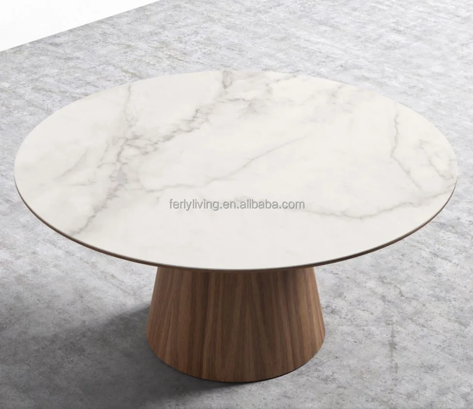 New luxury furniture dining table round dining table set solid wood oak solid wood dining table European ceramic modern style ex