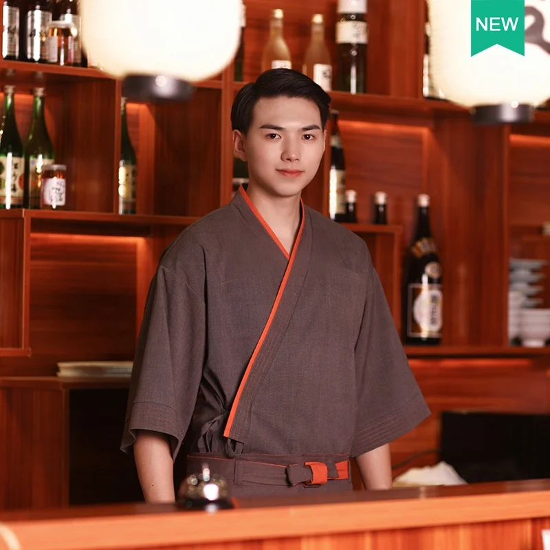 New sushi restaurant work clothes Japanese  cuisine Japanese chef service sushi service mitsuaki kimono men