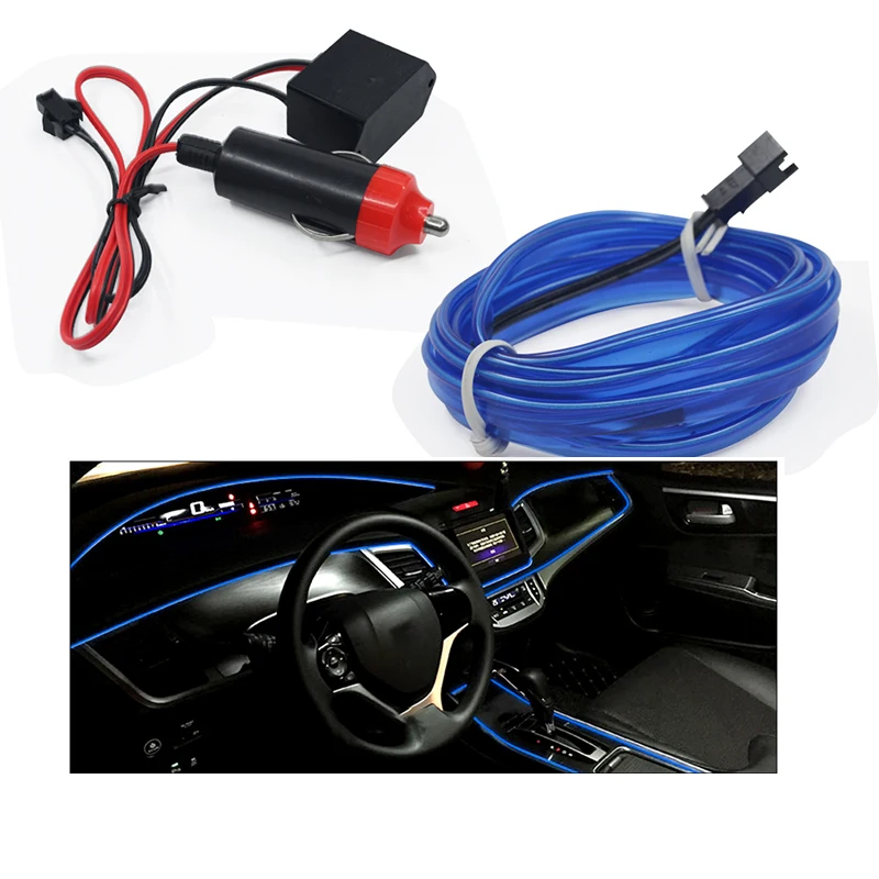 1M 3M 5M car EL Wire led strip Atmosphere light for DIY flexible AUTO interior Lamp Party decoration lights Neon strips 12V USB