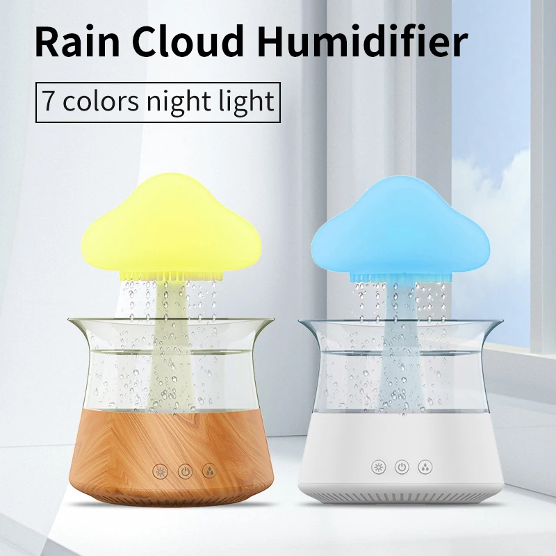 New inventions in home appliances difusores de aroma hotel raining water drop mushroom the rain cloud humidifier customize