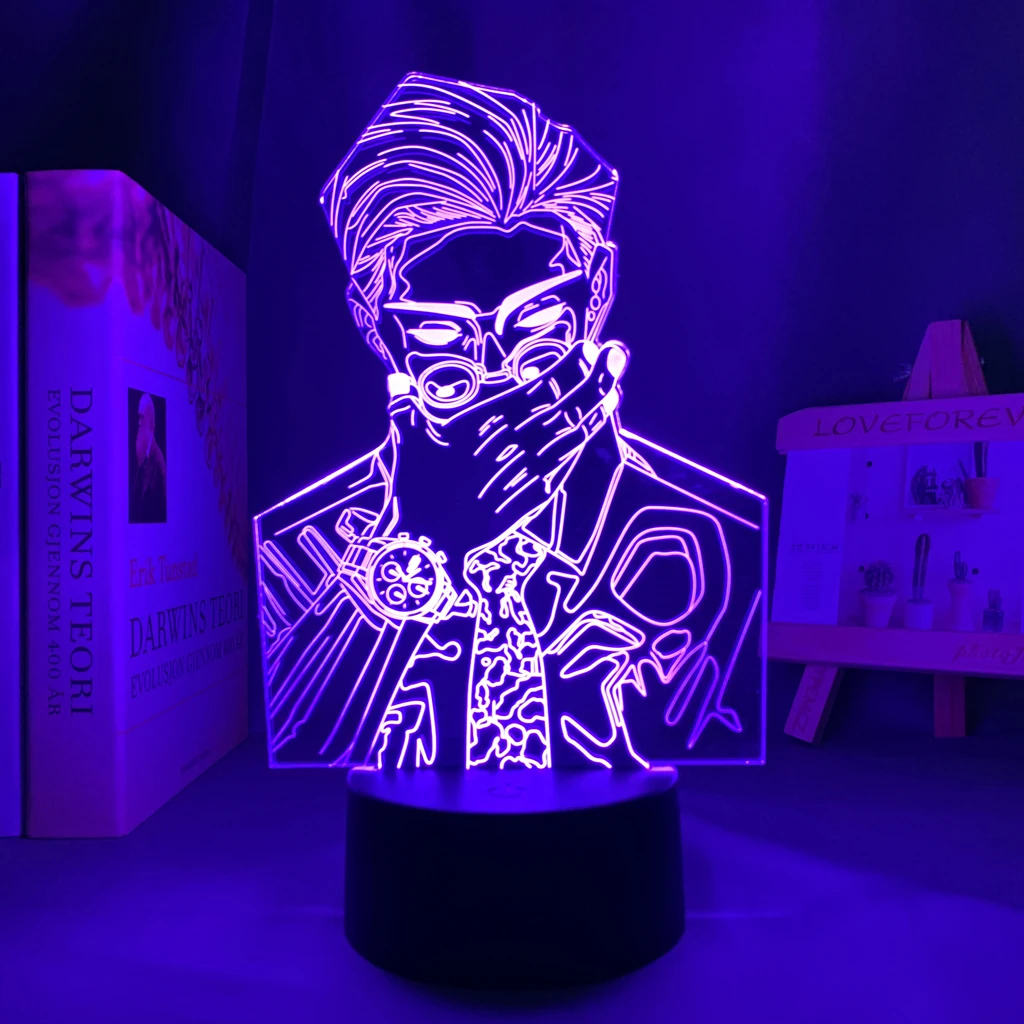 Creative Gift Colorful Anime Satoru Gojo Jujutsu Kaisen Yuji Itadori 3D Vision LED Night Lights USB Table Lamp for Kids Children