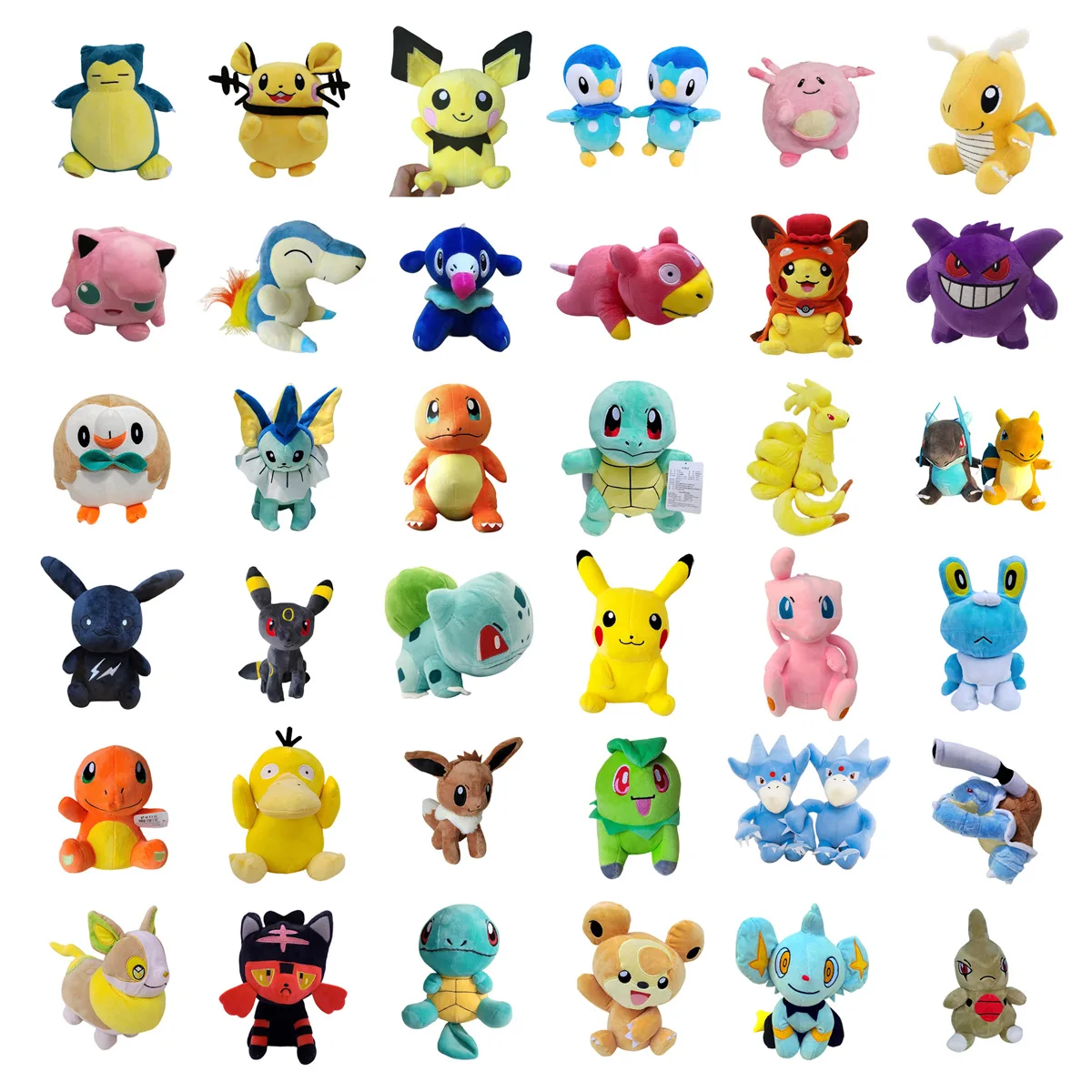 Pokemen Plush Toy Pikachu Eevee Charmander Squirtle Charizard Bulbasaur Anime Figure Dolls Kids Bear Birthday Christmas Gift