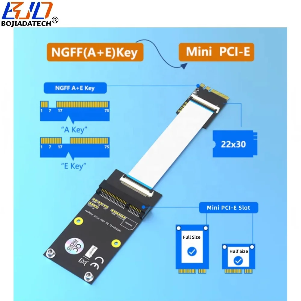 M.2 NGFF ключ A + E key-E интерфейс к Mini PCI-E MPCIe слот беспроводной адаптер карты с гибким кабелем FPC Поддержка Wifi BT