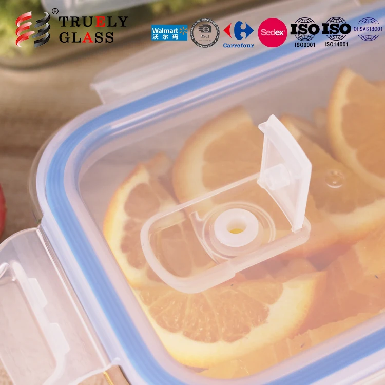 
Wholesale Kitchen Airtight High Borosilicate Glass Food Storage Container lid with steam hole 