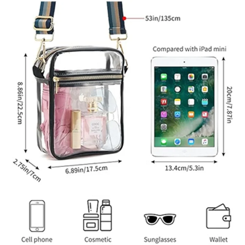 Wholesale Clear Bag Stadium Approved Transparent Concert Crossbody Purse Bags/Chenille Game Day Bag Custom