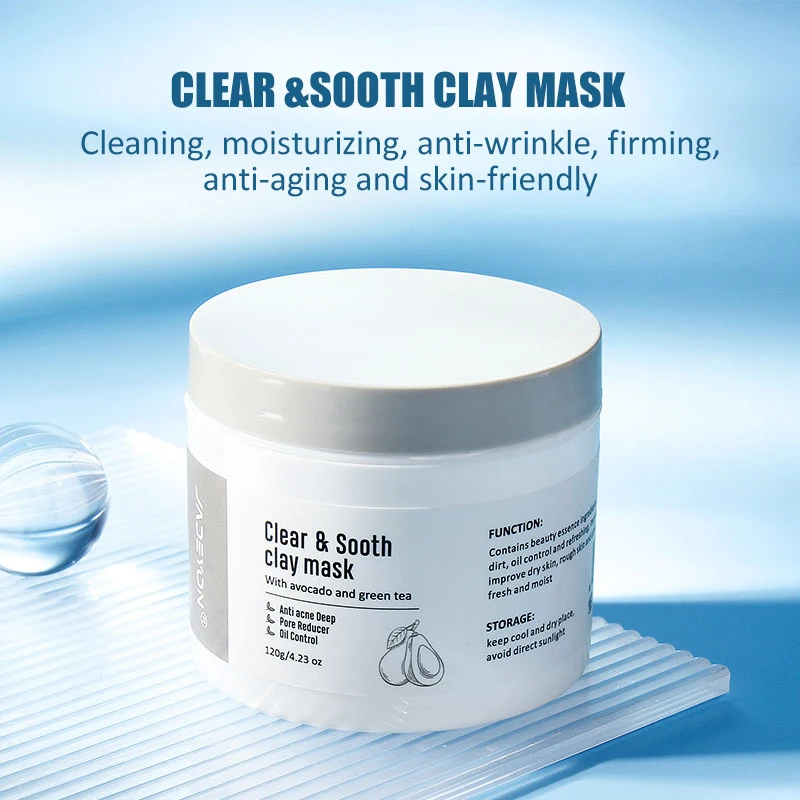 JADEYON 120g Clear & Sooth Clay Mask with Vitamin E and Niacinamide Avocado Main Ingredient for Hydration Anti-Wrinkle Firming