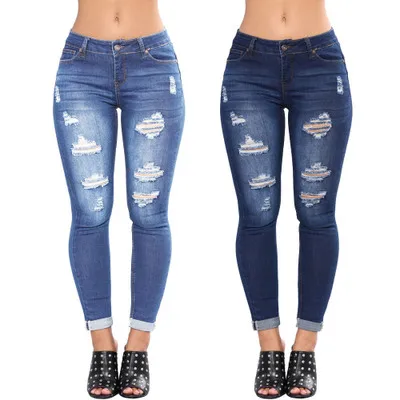 
Good Quality Wholesale 2020 Super Hot Push Up Ladies Female High Waist Plus Size Blue Jean Pants Sexy Ripped Skinny Jeans Women 