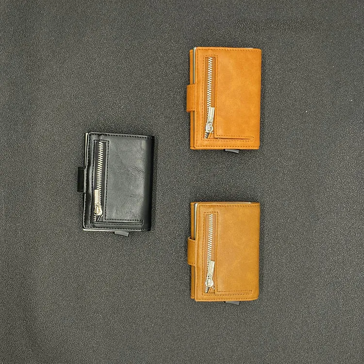 Best sellers Credit Card Holder RFID Blocking Slim Wallet PU Leather Vintage Aluminum rfid card holder wallet