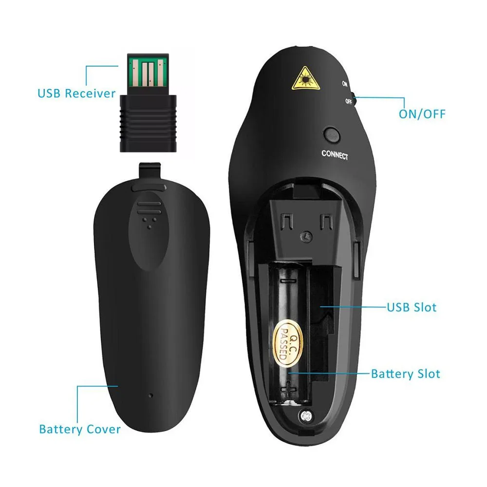 2.4GHz Wireless USB Powerpoint Presentation PPT Flip Pen Pointer Clicker Presenter with Red Light Remote Control for Teacher hot