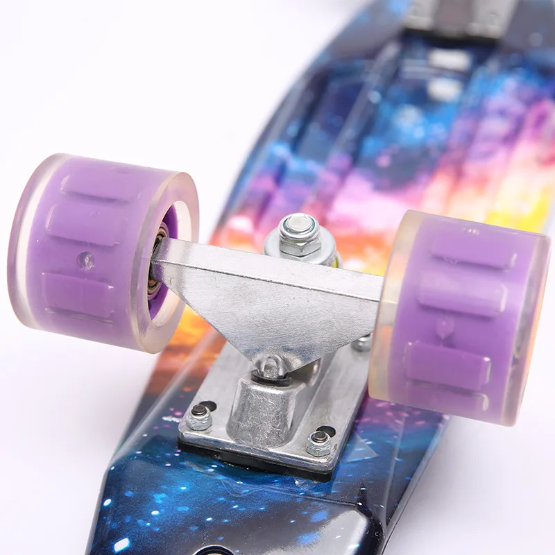 Custom Size Kids Single Warped Skateboard With Pu Flash Wheel Longboard Cheap All Terrain Skate Board