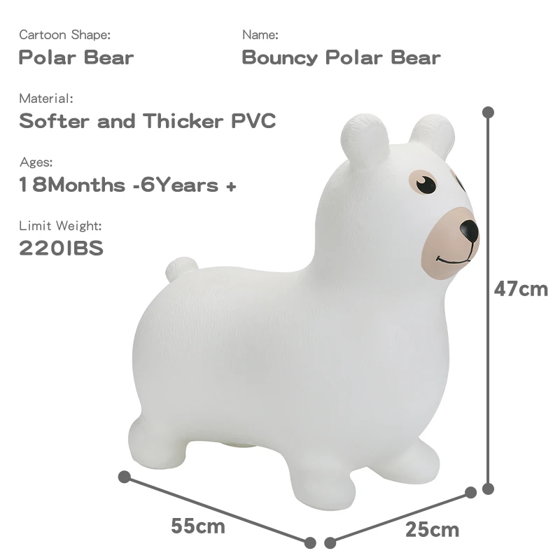 High Quality Soft Play Inflatable Bear Toy Animal Bouncy Rider Bear Toy Hopper Animal Hopper For Toddlers with Color Box