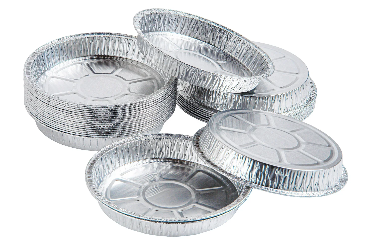 Disposable Round Aluminum Foil Airline Food Tray 430 ml, top 174 mm, height 23 mm