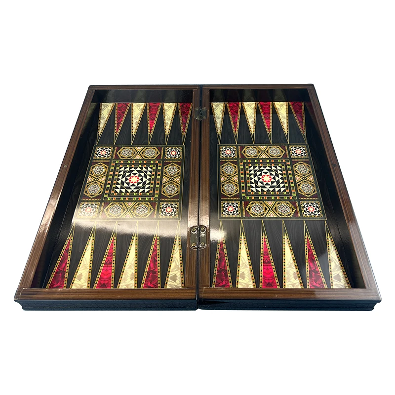 Custom Wood Piano Lacquer Table Games backgammon Middle East Arab chess PU Wood Box Puzzle games