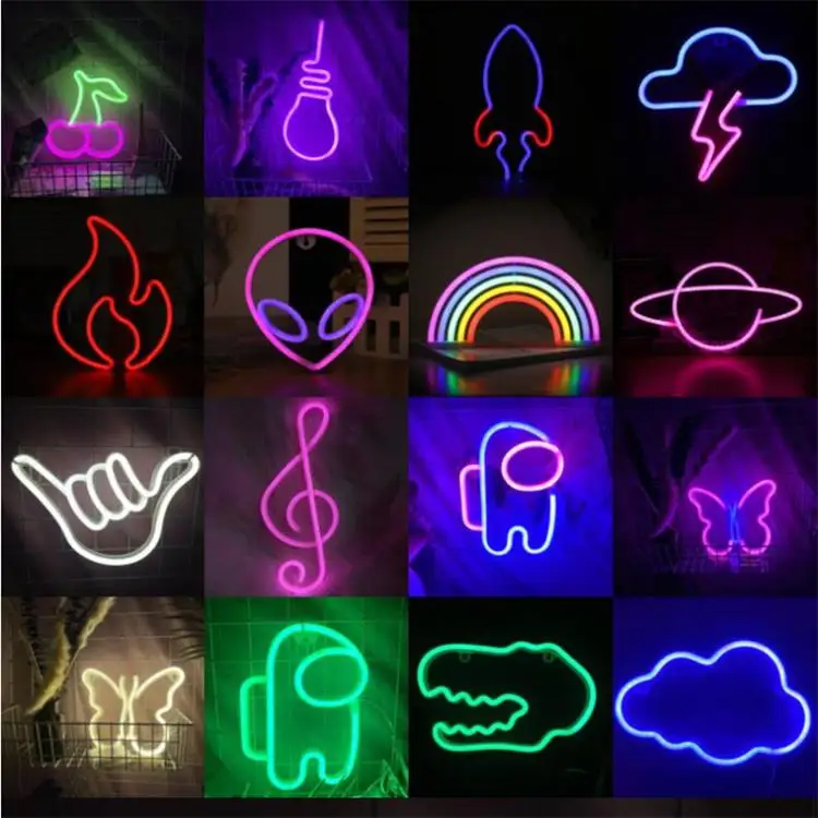 Music and dance party Acrylic board and Flex LED Neon Lights Pink color Guitar shape Logo
