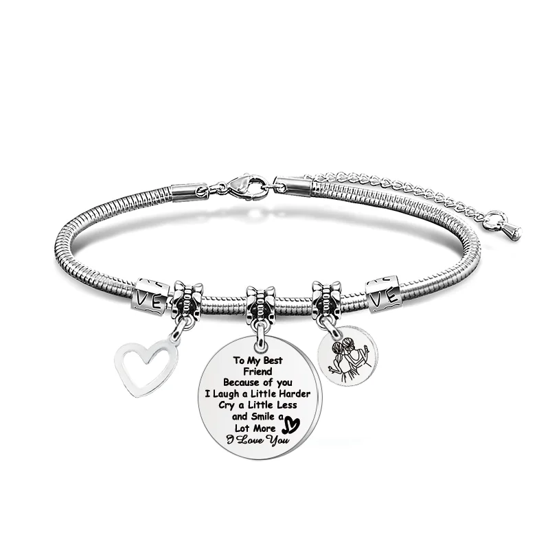 Ywganggu Unisex Custom Snake Bone Stainless Steel Best Friend Bracelets Matching Jewelry for Best Friends of Any Gender