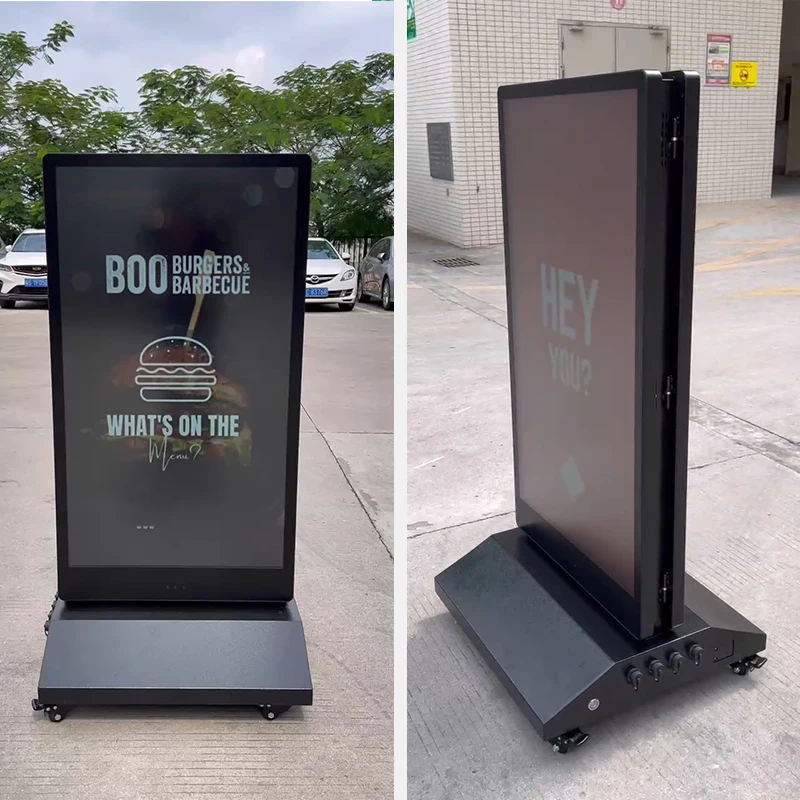 Outdoor Portable Screen 43 Inch Double-sided Portable Battery Powered Display Digital Signage Panel LCD Advertising Machine