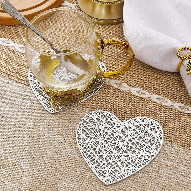 Hot selling Durable Custom PVC Drink Coasters Heat Resistant Heart Shape PVC Coaster HOME