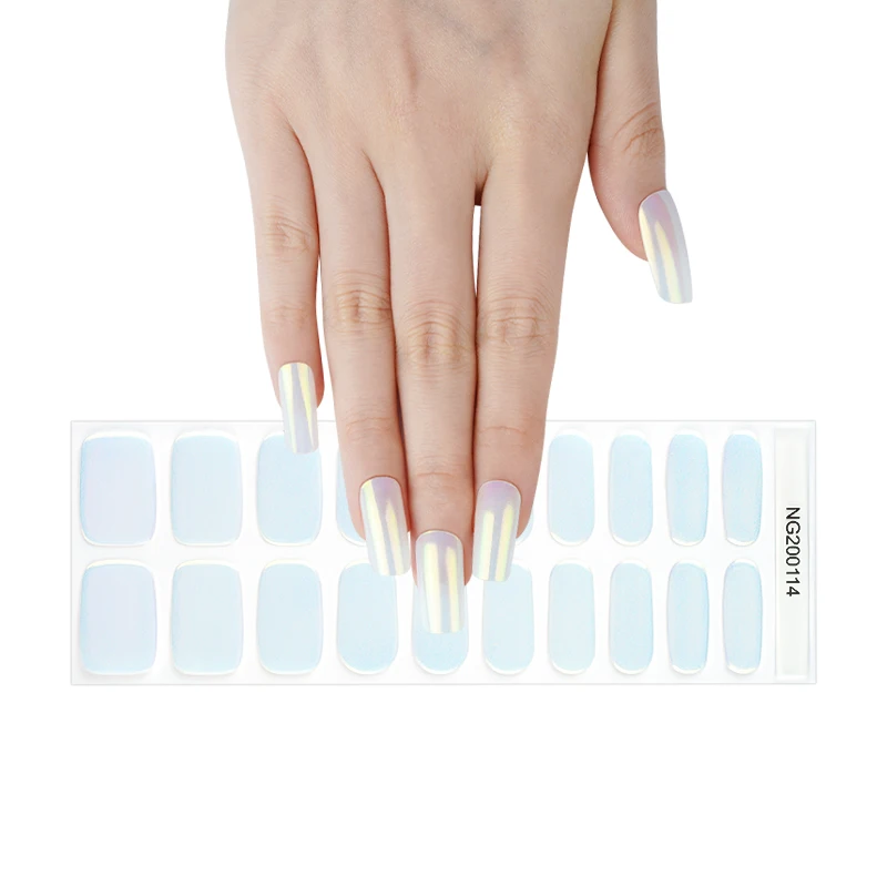 UV Lamp Compatible Gel Nail Strips Long-lasting Full Nail Wraps with Easy Application Salon Quality French Style Nail Stickers
