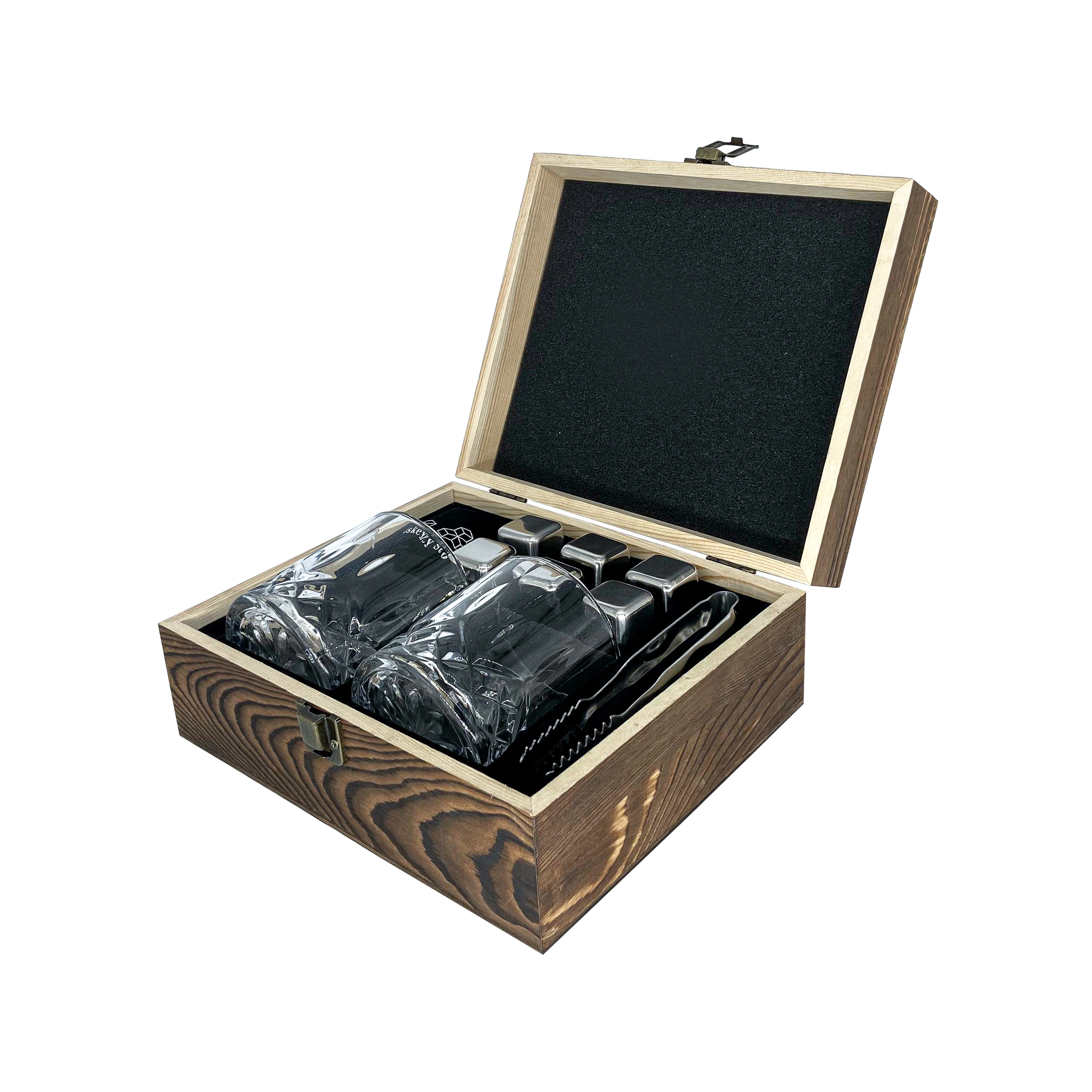 High Quality Whiskey Stones Stainless Steel Reusable Whiskey Stone Gift Set With Box (1600434981752)