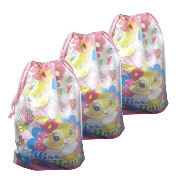 Factory OEM PEVA double layers plastic shopping gift swimsuit packing drawstring cosmetic bag with cotton string