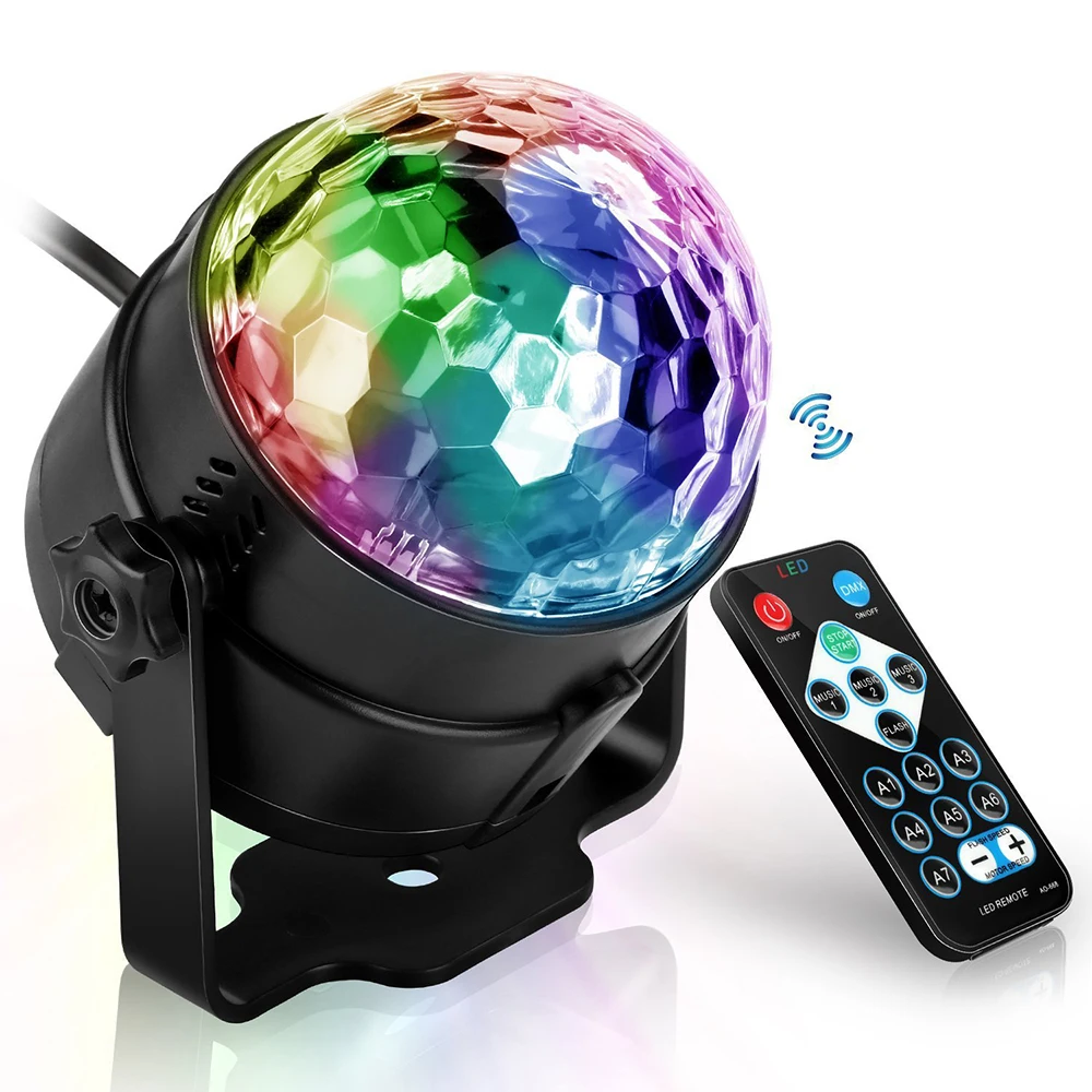 Disco Light 3w RGB Color Changing Crystal Ball Effect DJ Disco Lamps LED Auto Rotating Stage Light