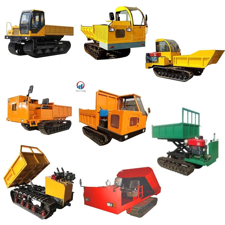 Load Capacity Gasoline Engine Powered Rubber Track Mini Cart Transporter Crawler Mini Dumper