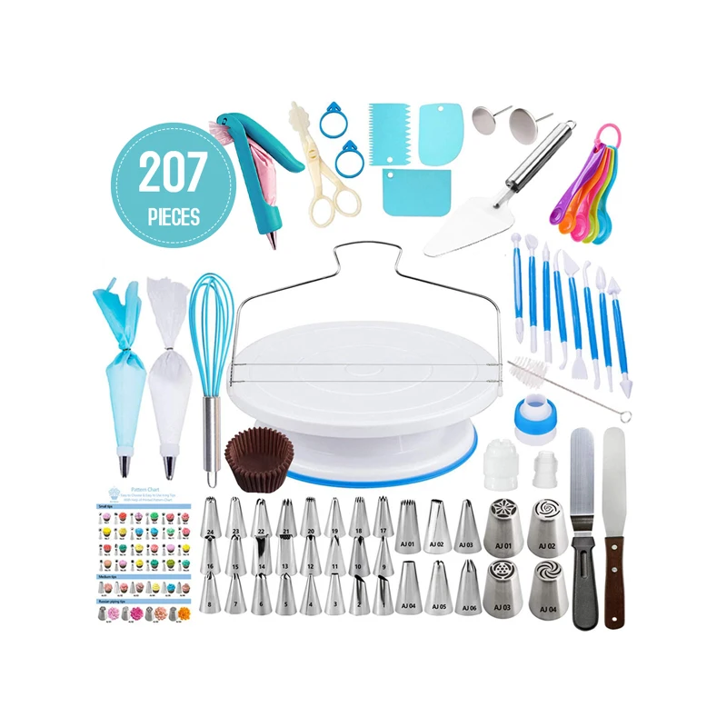 207 PCS Cake Decorating Tools Kit Turntable Pastry Nozzles For Cream Confectionery Bags Icing Piping Nozzles Tips/