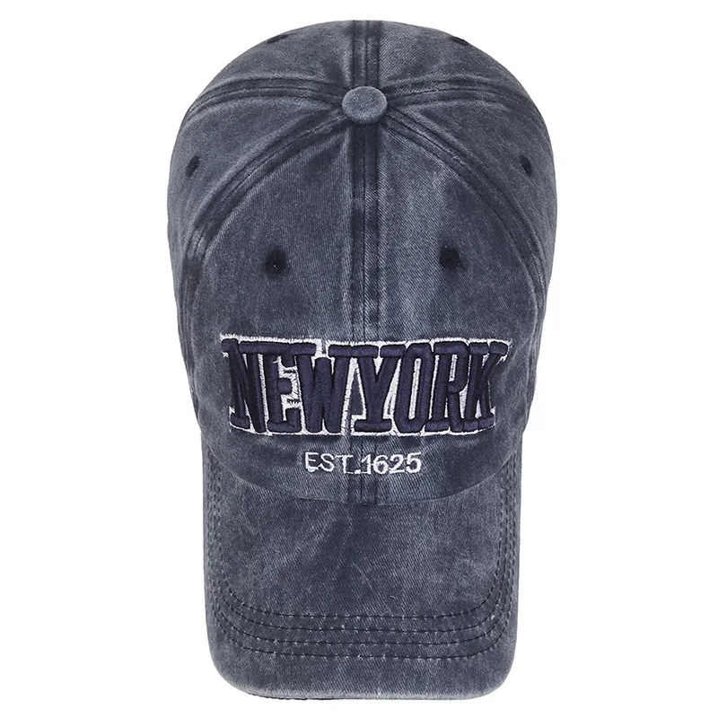 Plastic Raw Materials New soft top washable coated cloth cap with three dimensional embroidery sun visor worn faded baseball ma