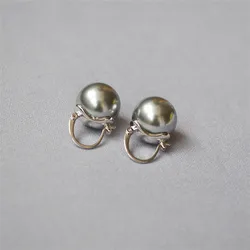 QiCai Korean Simple Style Freshwater Pearl Brass Hoop Pear Earrings For Women