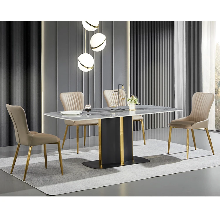 New household marble rectangular dining tables with chairs modern furniture supplier (1600308168052)