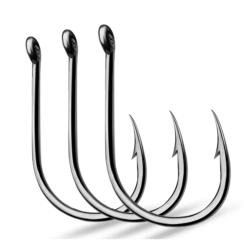 Rocklure 3#-15# 100pcs/box Fishing Hook High Carbon Steel Barbed Hooks For Saltwater And Freshwater