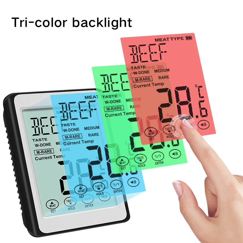 CH-210 Large LCD Digital Cooking Stainless Thermometer Food Meat Smoker Oven Kitchen BBQ Grill Thermometer