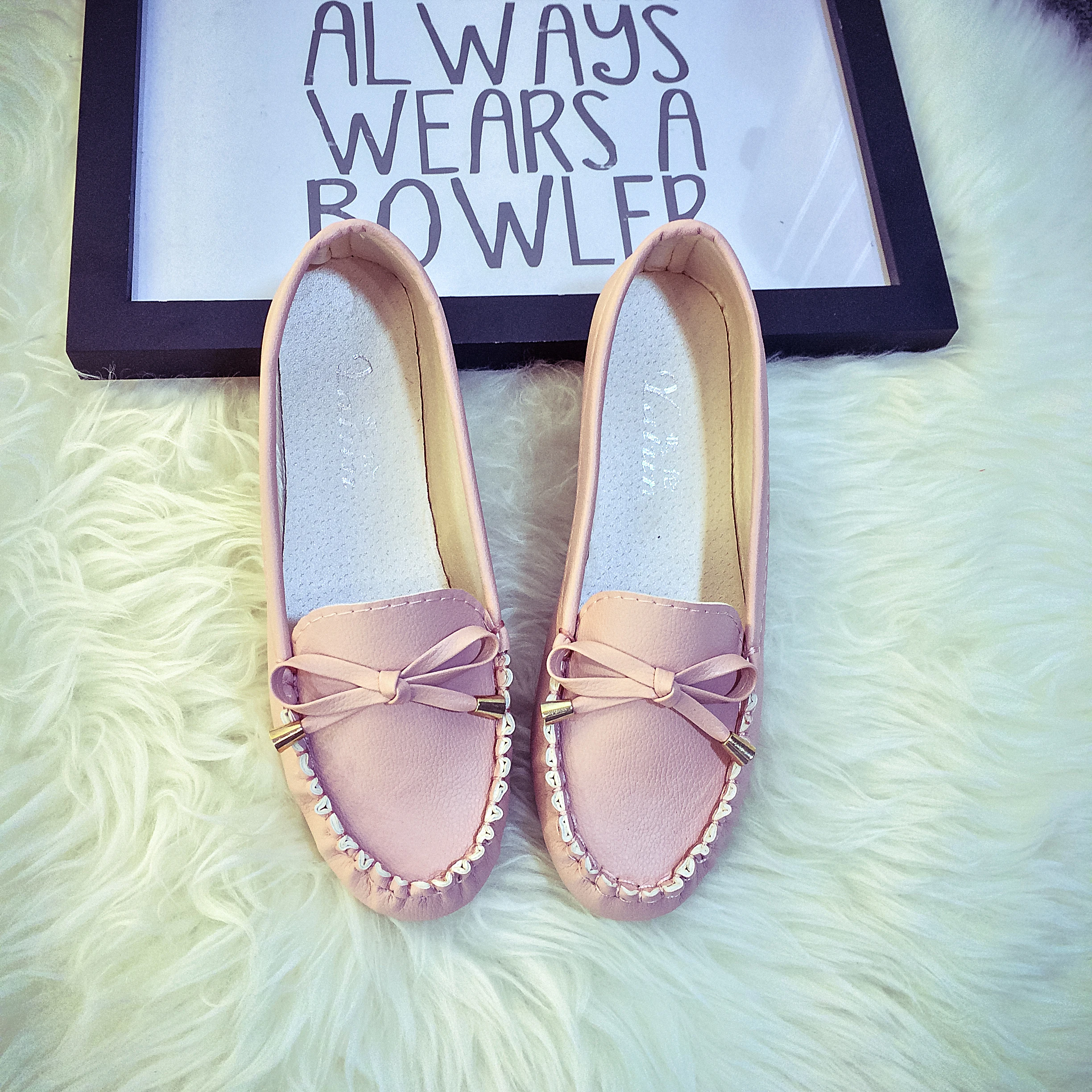 Women Flats Shoes 2019 Loafers Candy Color Bow Slip on Flat Shoes Ballet Flats Comfortable Ladies Shoes