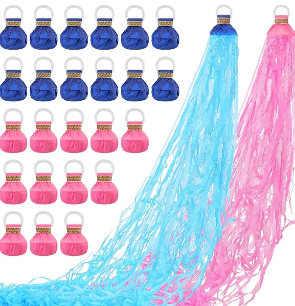 Gender reveal Baby shower throw Streamer Popper  Paper Crackers blue or pink colorful  no mess party streamer pack