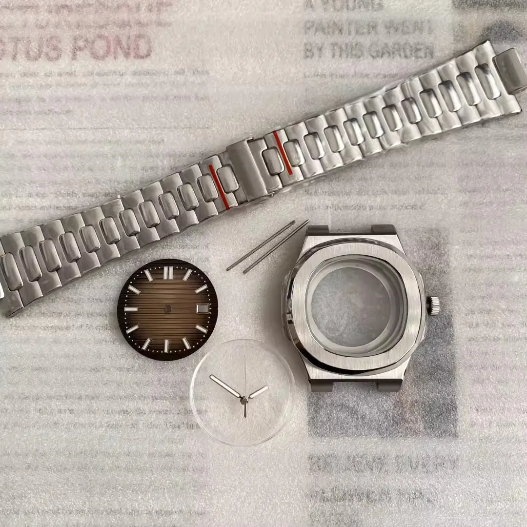 41mm NH35 Full Set Case Dial Pointer Stainless Steel Automatic Movement Bracelet Glass Transparent Back